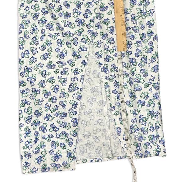 Zara White Blue Green Floral Cross Strap Front Slit Midi Dress size XS NEW Tags - Picture 4 of 13